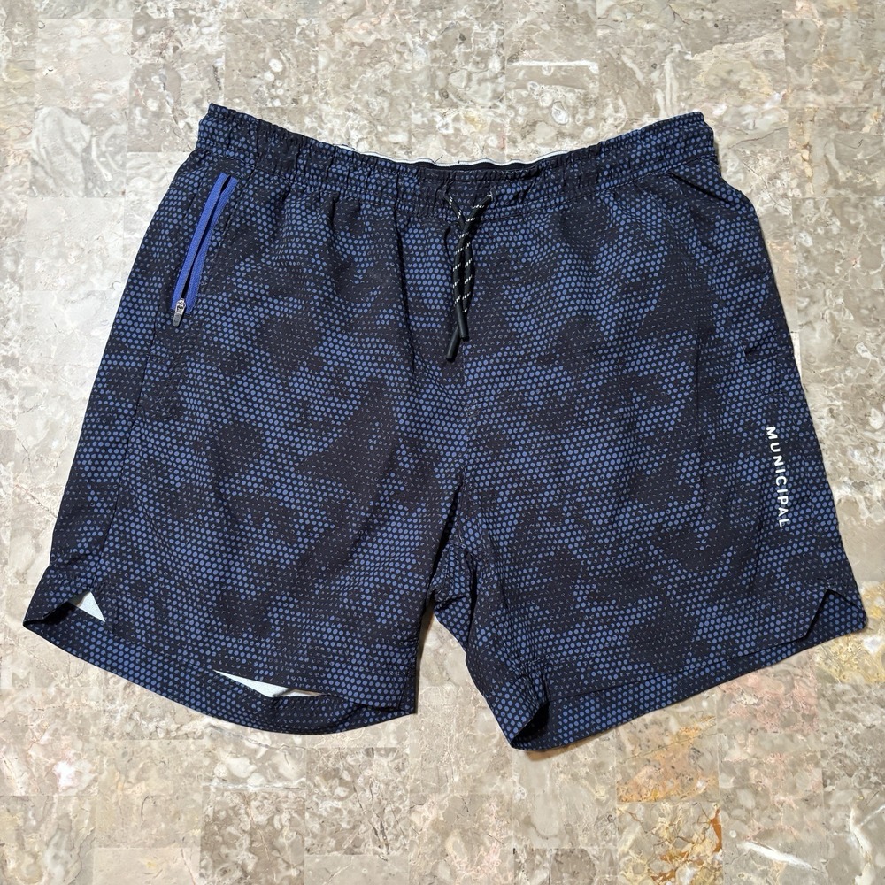 Municipal Shorts Mens Medium Blue 4 AM Training Club 6" Woven Gym Running